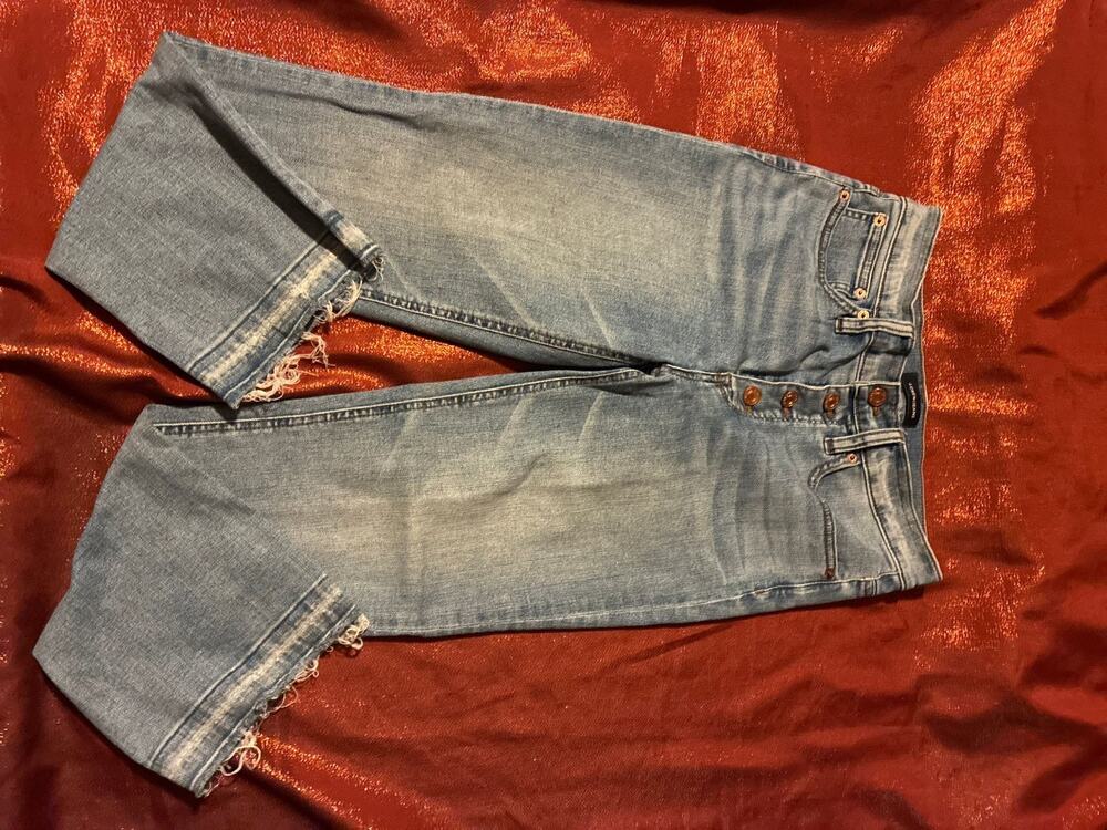 JCREW Jeans Womens 27 Light Wash High Rise Cropped Raw Hem Ankle Button Fly